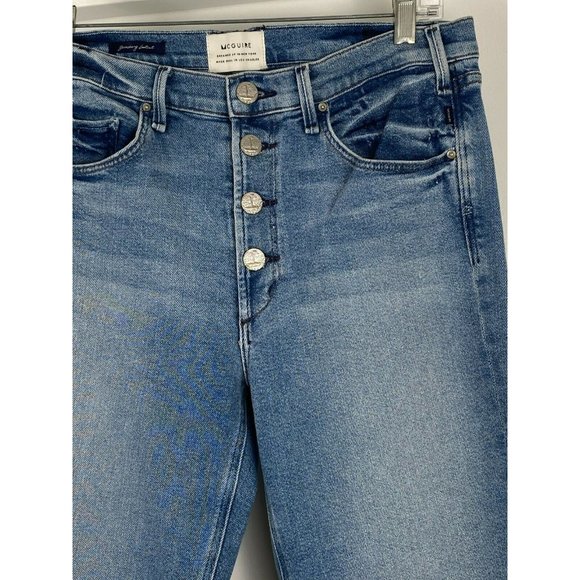 McGuire Gainsbourg High Rise Boot-Cut Crop Jeans Fray Hem Size 31 - Picture 4 of 12